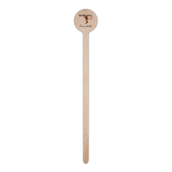 Retro Baseball Wooden 6" Stir Stick - Round - Single Stick