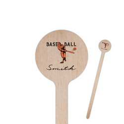 Retro Baseball 7.5" Round Wooden Stir Sticks - Single Sided (Personalized)