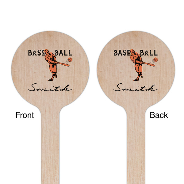 Retro Baseball Wooden 7.5" Stir Stick - Round - Double Sided - Front & Back