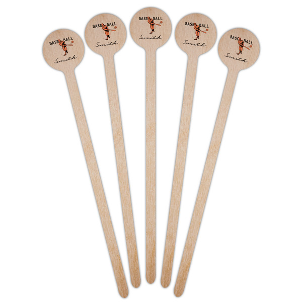 Retro Baseball Wooden 7.5" Stir Stick - Round - Fan View