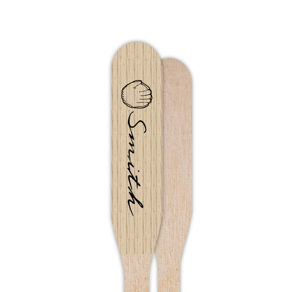 Retro Baseball Wooden Food Pick - Paddle - Single Sided - Front & Back