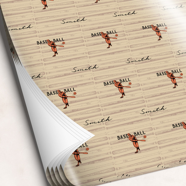 Custom Retro Baseball Wrapping Paper Sheets (Personalized)