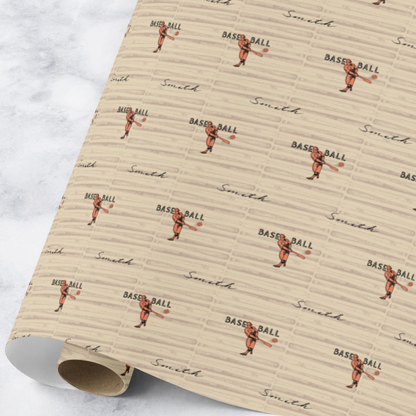 Custom Retro Baseball Wrapping Paper Roll - Large (Personalized)