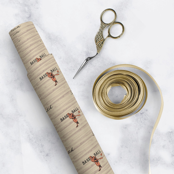 Retro Baseball Wrapping Paper Roll - Matte - In Context