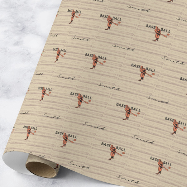 Custom Retro Baseball Wrapping Paper Roll - Large - Matte (Personalized)
