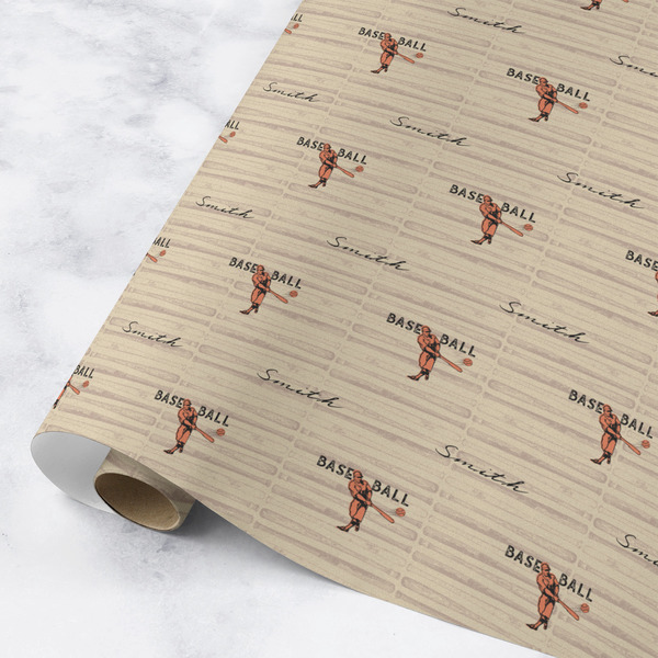 Custom Retro Baseball Wrapping Paper Roll - Medium - Matte (Personalized)