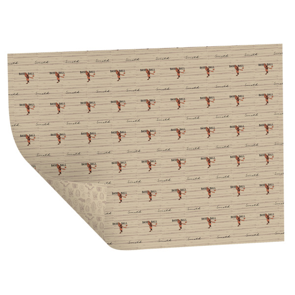 Retro Baseball Wrapping Paper Sheet - Double Sided - Folded