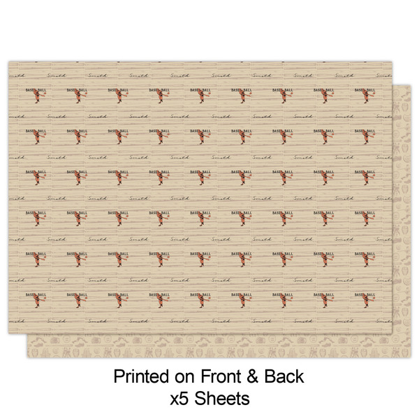 Retro Baseball Wrapping Paper Sheet - Double Sided - Front