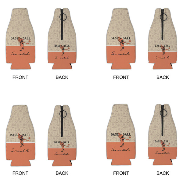 Retro Baseball Zipper Bottle Cooler - Set of 4 - APPROVAL