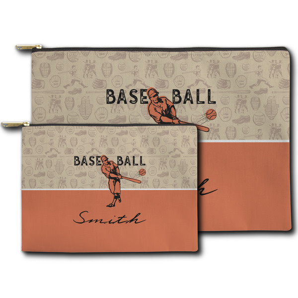 Retro Baseball Zippered Pouches - Size Comparison