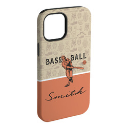 Retro Baseball iPhone Case - Rubber Lined - iPhone 15 Plus (Personalized)
