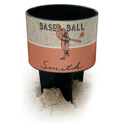 Retro Baseball Black Beach Spiker Drink Holder (Personalized)
