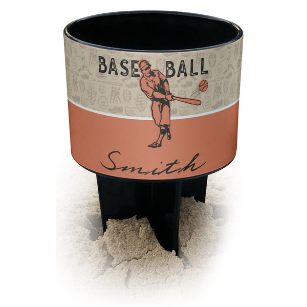 Custom Retro Baseball Black Beach Spiker Drink Holder (Personalized)