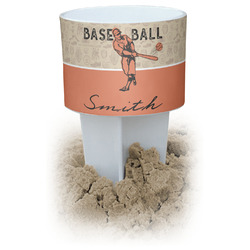 Retro Baseball White Beach Spiker Drink Holder (Personalized)