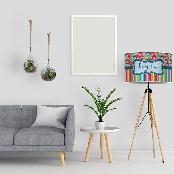 Retro Scales & Stripes 12" Drum Lampshade - LIFESTYLE