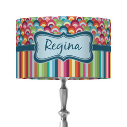 Retro Scales & Stripes 12" Drum Lamp Shade - Fabric (Personalized)