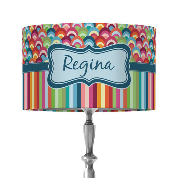 Retro Scales & Stripes 12" Drum Lampshade - ON STAND (Fabric)
