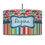 Retro Scales & Stripes 12" Drum Pendant Lamp - Fabric (Personalized)