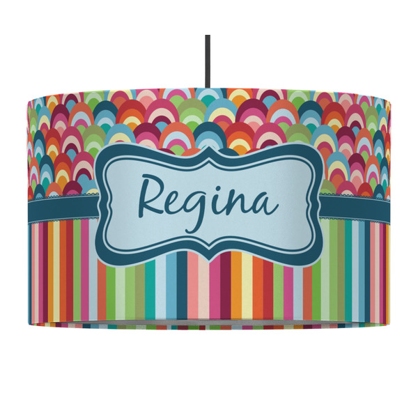 Retro Scales & Stripes 12" Drum Lampshade - PENDANT (Fabric)