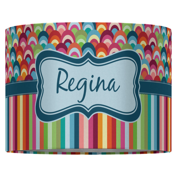Retro Scales & Stripes 16" Drum Lampshade - FRONT (Fabric)