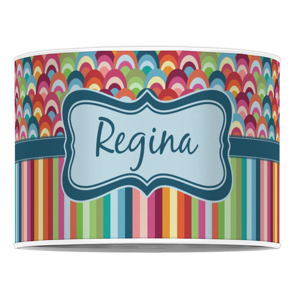 Retro Scales & Stripes 16" Drum Lampshade - FRONT (Poly Film)
