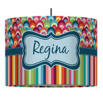 Retro Scales & Stripes 16" Drum Pendant Lamp - Fabric (Personalized)