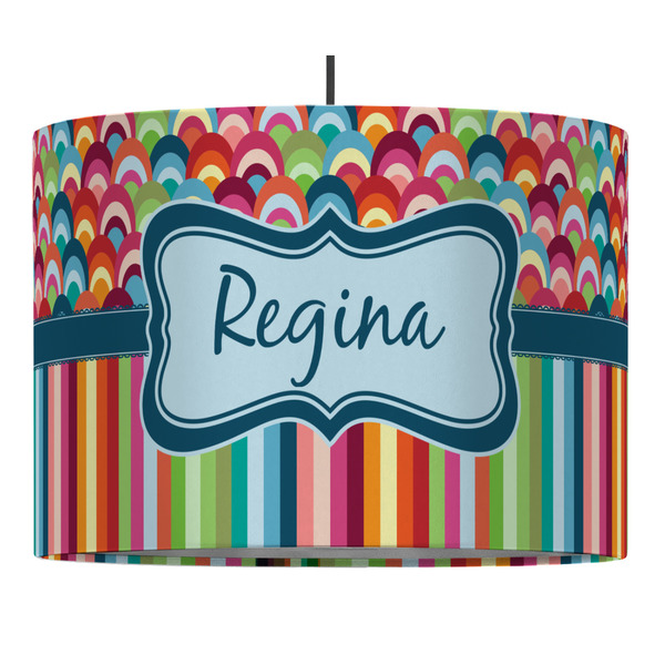Custom Retro Scales & Stripes Drum Pendant Lamp (Personalized)