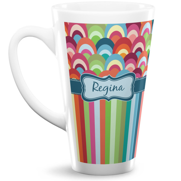 Custom Retro Scales & Stripes Latte Mug (Personalized)
