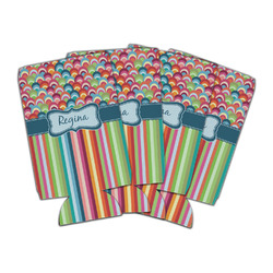 Retro Scales & Stripes Can Cooler (16 oz) - Set of 4 (Personalized)
