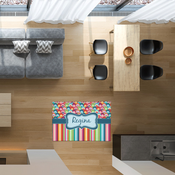 Retro Scales & Stripes 2'x3' Indoor Area Rugs - IN CONTEXT