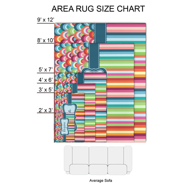 Retro Scales & Stripes 2'x3' Indoor Area Rugs - Size Chart