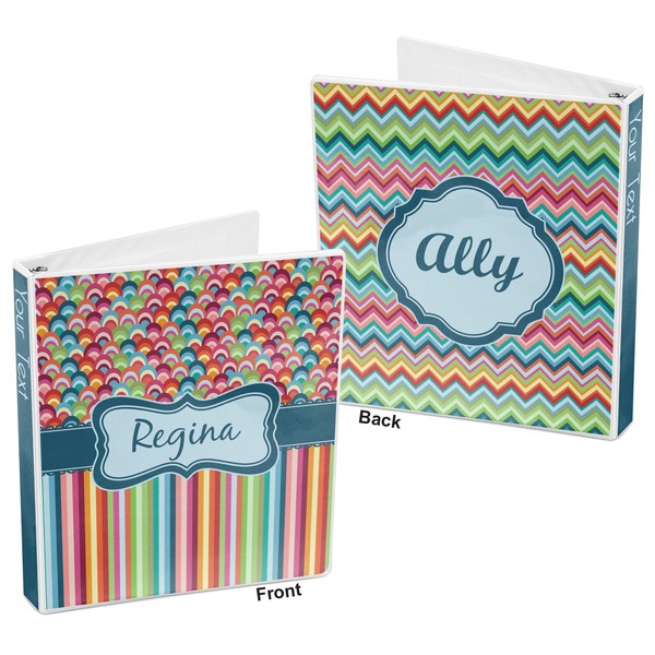 Retro Scales & Stripes 3-Ring Binder Front and Back