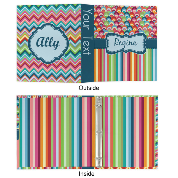 Retro Scales & Stripes 3 Ring Binders - Full Wrap - 1" - APPROVAL