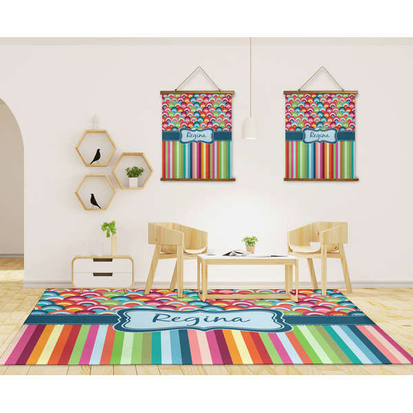 Retro Scales & Stripes 8'x10' Indoor Area Rugs - IN CONTEXT