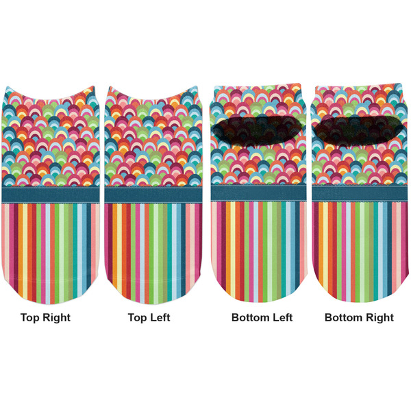 Retro Scales & Stripes Adult Ankle Socks - Double Pair - Front and Back - Apvl