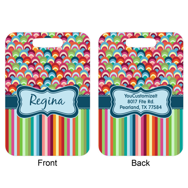 Retro Scales & Stripes Aluminum Luggage Tag (Front + Back)