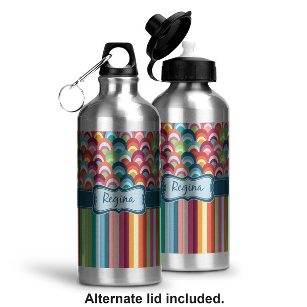 Retro Scales & Stripes Aluminum Water Bottle - Alternate lid options