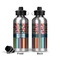 Retro Scales & Stripes Aluminum Water Bottle - Front and Back