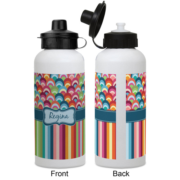 Retro Scales & Stripes Aluminum Water Bottle - White APPROVAL