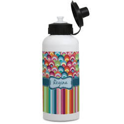Retro Scales & Stripes Water Bottles - Aluminum - 20 oz - White (Personalized)