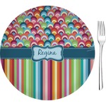 Retro Scales & Stripes Glass Appetizer / Dessert Plate 8" (Personalized)