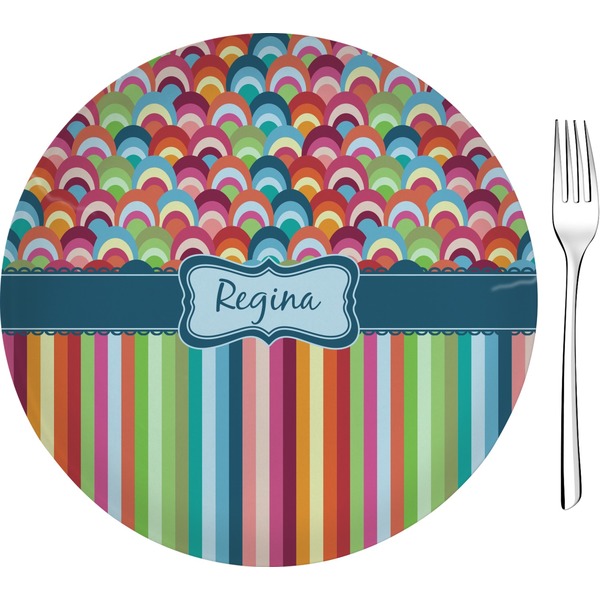 Custom Retro Scales & Stripes 8" Glass Appetizer / Dessert Plates - Single or Set (Personalized)