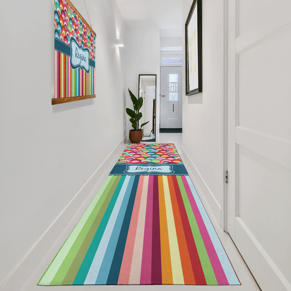 Retro Scales & Stripes Area Rug Sizes - In Context (vertical)