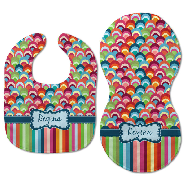 Retro Scales & Stripes Baby Bib & Burp Set - Approval (new bib & burp)