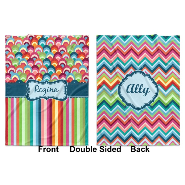 Retro Scales & Stripes Baby Blanket (Double Sided - Printed Front and Back)