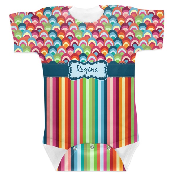 Custom Retro Scales & Stripes Baby Bodysuit (Personalized)