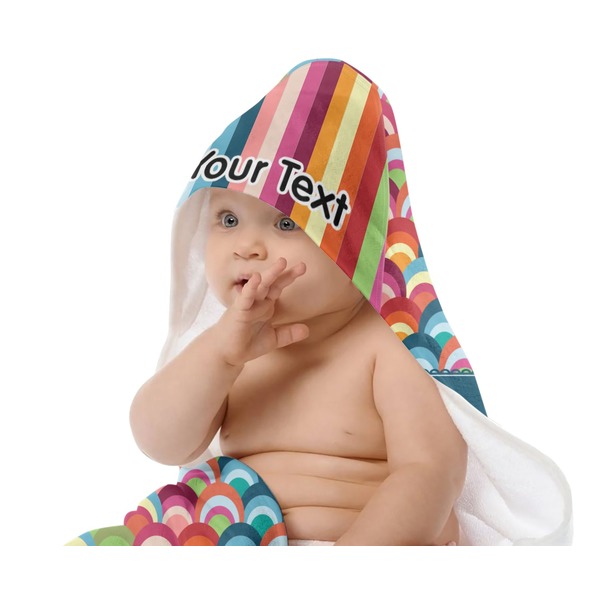 Retro Scales & Stripes Baby Hooded Towel on Child