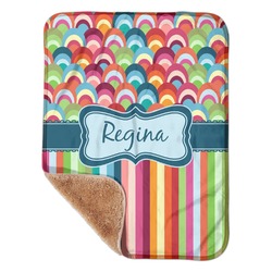 Retro Scales & Stripes Sherpa Baby Blanket - 30" x 40" w/ Name or Text