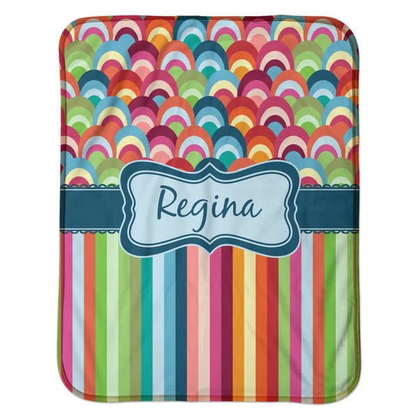 Retro Scales & Stripes Baby Sherpa Blanket - Flat