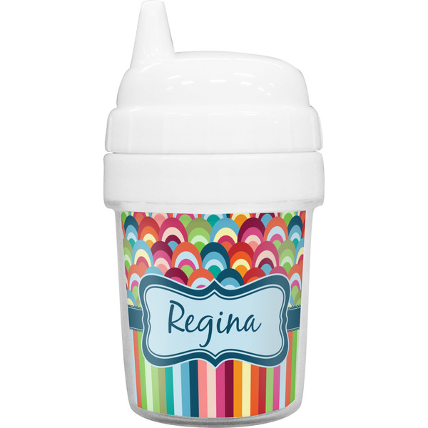 Custom Retro Scales & Stripes Baby Sippy Cup (Personalized)